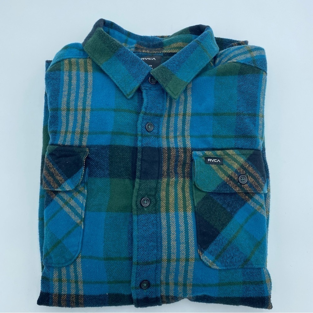 RVCA Thatll Work Flannel Men’s Size S 100% Cotton Plaid Shacket Button Down Warm